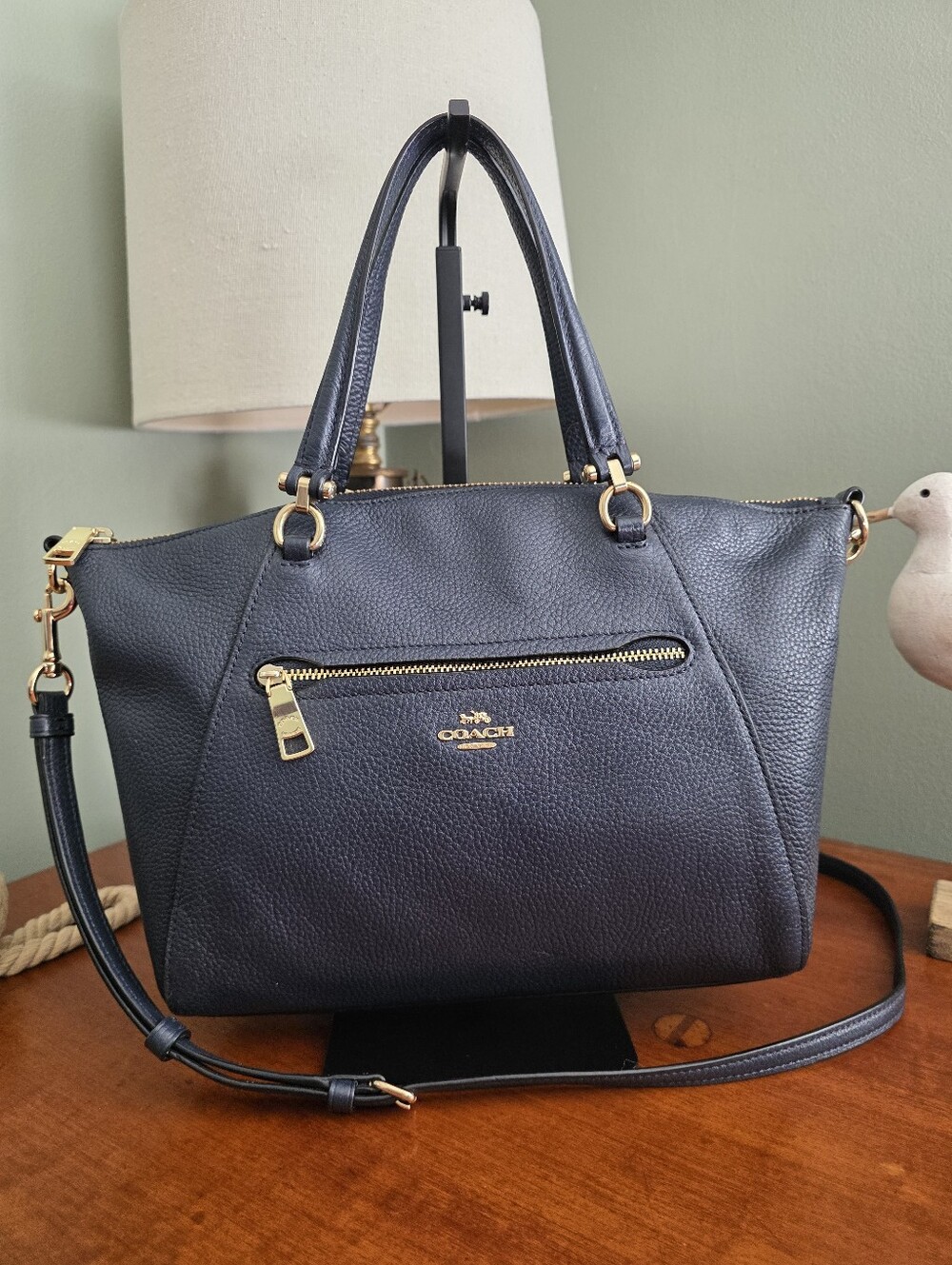Coach 79997 Prairie Satchel Navy Pebbled Leather Shoulder Crossbody Bag